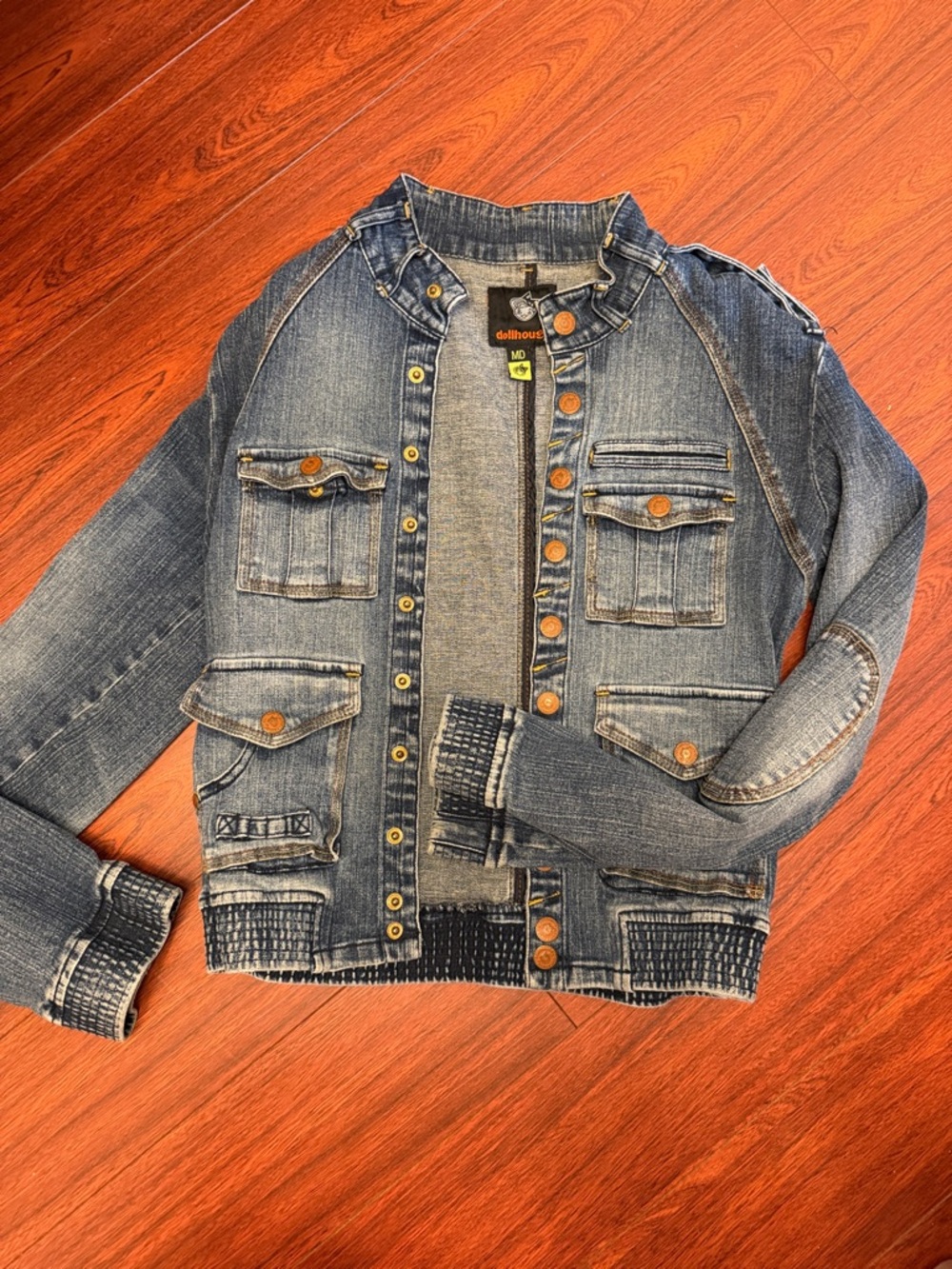 Dollhouse Blue Denim Jean Jacket with Brown Buttons